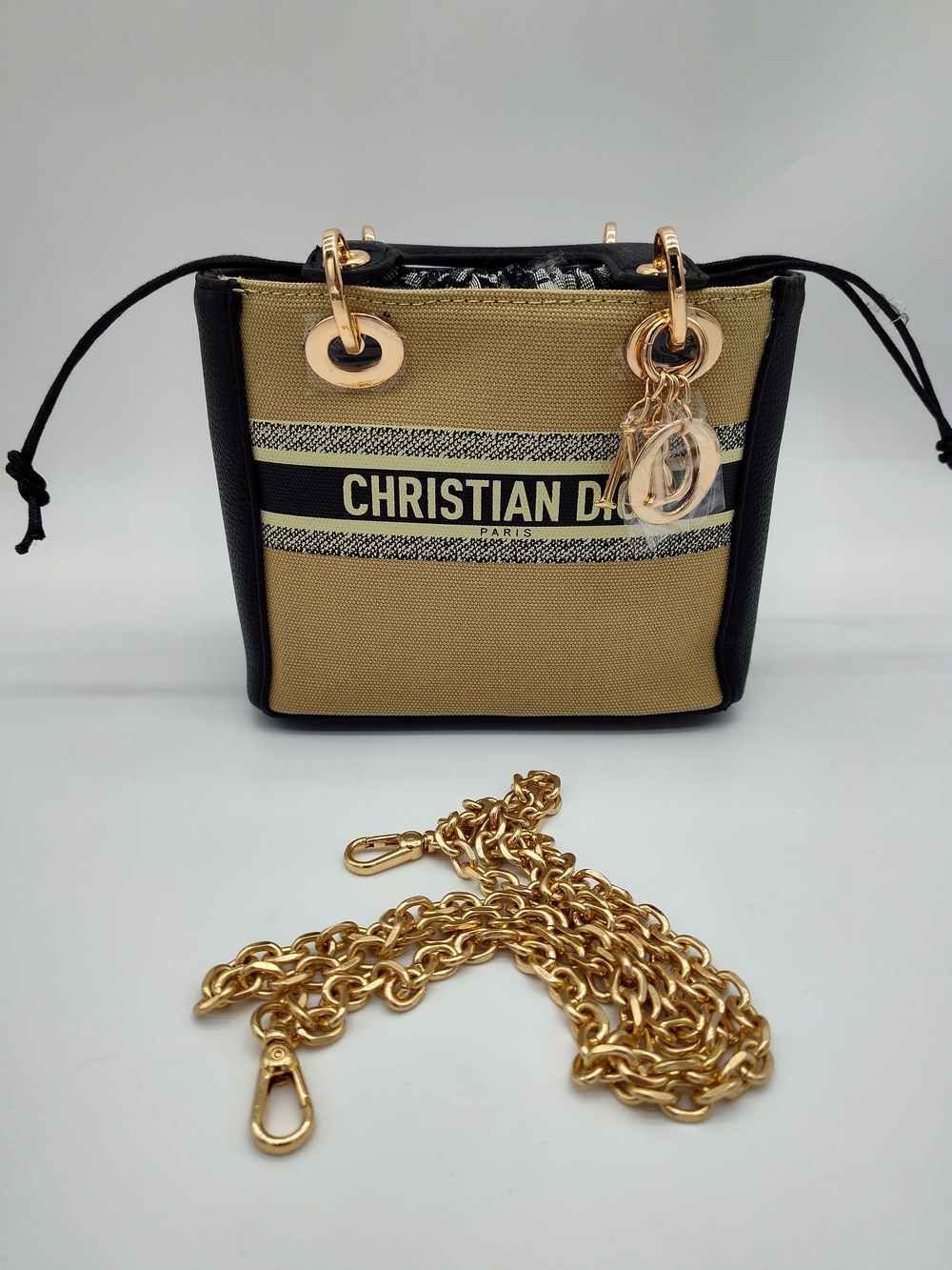 DIOR Beauty Mini Lady Dior Style Tote Gold Charm Canvas Top Handle Gift Set GWP - Picture 7 of 15